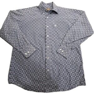Ariat Men's Medium‎ Fitted Button Down Shirt Blue Long Sleeve Classic Cowboy